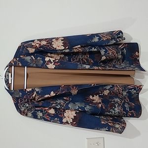 Solitare Light Jacket Womens XL Floral  Open Front Jacket w Pockets